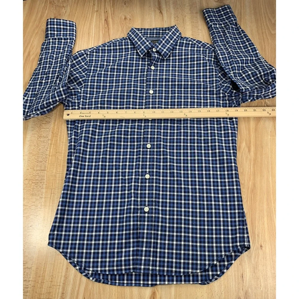 Banana Republic Mens Small Soft Wash Blue‎ Plaid Long Sleeve Button Down Shirt